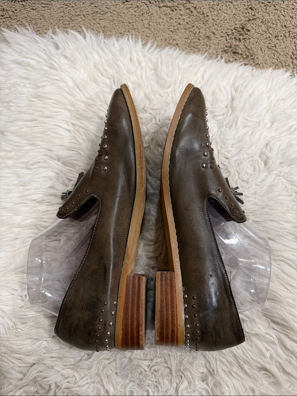 Anthropologie Mi.iM The Adline Tasseled Brown Studded Loafer Size 9 - Picture 4 of 8